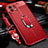 Custodia Silicone Morbida In Pelle Cover con Magnetico Anello Supporto S02 per Xiaomi Mi 11 5G Rosso