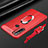Custodia Silicone Morbida In Pelle Cover con Magnetico Anello Supporto S03 per Xiaomi Redmi Note 8 Rosso