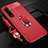 Custodia Silicone Morbida In Pelle Cover con Magnetico Anello Supporto S05 per Oppo Find X2 Pro Rosso