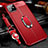 Custodia Silicone Morbida In Pelle Cover con Magnetico Anello Supporto T01 per Apple iPhone 11 Rosso