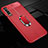 Custodia Silicone Morbida In Pelle Cover con Magnetico Anello Supporto T01 per Huawei P30 Rosso