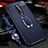 Custodia Silicone Morbida In Pelle Cover con Magnetico Anello Supporto T01 per OnePlus 8 Blu