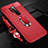 Custodia Silicone Morbida In Pelle Cover con Magnetico Anello Supporto T01 per OnePlus 8 Pro Rosso