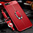 Custodia Silicone Morbida In Pelle Cover con Magnetico Anello Supporto T01 per Oppo R15X Rosso