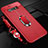 Custodia Silicone Morbida In Pelle Cover con Magnetico Anello Supporto T02 per Samsung Galaxy S10 Plus Rosso