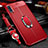 Custodia Silicone Morbida In Pelle Cover con Magnetico Anello Supporto T02 per Xiaomi Mi A3 Rosso