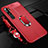 Custodia Silicone Morbida In Pelle Cover con Magnetico Anello Supporto T02 per Xiaomi Mi Note 10 Pro Rosso