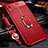 Custodia Silicone Morbida In Pelle Cover con Magnetico Anello Supporto T02 per Xiaomi Redmi 9AT Rosso
