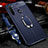 Custodia Silicone Morbida In Pelle Cover con Magnetico Anello Supporto T02 per Xiaomi Redmi Note 8 Blu