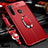 Custodia Silicone Morbida In Pelle Cover con Magnetico Anello Supporto T02 per Xiaomi Redmi Note 8 Rosso