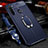 Custodia Silicone Morbida In Pelle Cover con Magnetico Anello Supporto T02 per Xiaomi Redmi Note 8T Blu