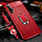 Custodia Silicone Morbida In Pelle Cover con Magnetico Anello Supporto T03 per Huawei Nova 5 Rosso