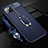 Custodia Silicone Morbida In Pelle Cover con Magnetico Anello Supporto T04 per Apple iPhone 11 Pro Blu