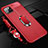 Custodia Silicone Morbida In Pelle Cover con Magnetico Anello Supporto T04 per Apple iPhone 11 Pro Rosso