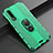 Custodia Silicone Morbida In Pelle Cover con Magnetico Anello Supporto T04 per Huawei P30 Verde