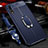 Custodia Silicone Morbida In Pelle Cover con Magnetico Anello Supporto T05 per Huawei P20 Blu