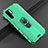 Custodia Silicone Morbida In Pelle Cover con Magnetico Anello Supporto T06 per Huawei P30 Pro New Edition Verde