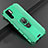 Custodia Silicone Morbida In Pelle Cover con Magnetico Anello Supporto T06 per Huawei P30 Pro Verde