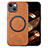 Custodia Silicone Morbida In Pelle Cover con Magnetico S02D per Apple iPhone 13 Marrone