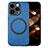 Custodia Silicone Morbida In Pelle Cover con Magnetico S02D per Apple iPhone 13 Pro Blu