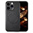 Custodia Silicone Morbida In Pelle Cover con Magnetico S02D per Apple iPhone 13 Pro Max Nero