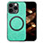 Custodia Silicone Morbida In Pelle Cover con Magnetico S02D per Apple iPhone 13 Pro Verde