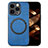 Custodia Silicone Morbida In Pelle Cover con Magnetico S02D per Apple iPhone 14 Pro Blu