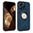 Custodia Silicone Morbida In Pelle Cover con Magnetico S07D per Apple iPhone 13 Pro Blu