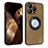 Custodia Silicone Morbida In Pelle Cover con Magnetico S07D per Apple iPhone 13 Pro Marrone