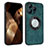 Custodia Silicone Morbida In Pelle Cover con Magnetico S07D per Apple iPhone 13 Pro Max Verde