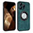 Custodia Silicone Morbida In Pelle Cover con Magnetico S07D per Apple iPhone 13 Pro Verde