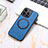 Custodia Silicone Morbida In Pelle Cover con Magnetico S11D per Apple iPhone 13 Pro Max Blu