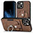 Custodia Silicone Morbida In Pelle Cover SD11 per Apple iPhone 13 Marrone