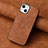 Custodia Silicone Morbida In Pelle Cover SD13 per Apple iPhone 15 Plus Marrone