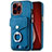 Custodia Silicone Morbida In Pelle Cover SD16 per Apple iPhone 14 Pro Blu
