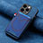 Custodia Silicone Morbida In Pelle Cover SD3 per Apple iPhone 14 Pro Blu