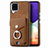 Custodia Silicone Morbida In Pelle Cover SD4 per Samsung Galaxy M32 4G Marrone