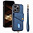 Custodia Silicone Morbida In Pelle Cover SD5 per Apple iPhone 13 Pro Blu