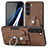 Custodia Silicone Morbida In Pelle Cover SD5 per Samsung Galaxy S22 Plus 5G Marrone