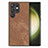 Custodia Silicone Morbida In Pelle Cover SD5 per Samsung Galaxy S22 Ultra 5G Marrone