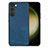 Custodia Silicone Morbida In Pelle Cover SD8 per Samsung Galaxy S22 5G Blu