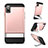 Custodia Silicone Morbida Lucido con Supporto per Apple iPhone X Oro Rosa