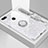 Custodia Silicone Specchio Laterale Cover con Magnetico Anello Supporto M01 per Huawei Honor 7A Bianco