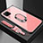 Custodia Silicone Specchio Laterale Cover con Magnetico Anello Supporto per Huawei Nova 6 SE Oro Rosa