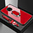 Custodia Silicone Specchio Laterale Cover con Magnetico Anello Supporto per OnePlus 7T Rosso