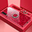 Custodia Silicone Specchio Laterale Cover con Magnetico Anello Supporto T01 per Huawei P30 Rosso