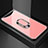 Custodia Silicone Specchio Laterale Cover con Magnetico Anello Supporto T01 per Oppo Find X Super Flash Edition Rosa