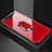 Custodia Silicone Specchio Laterale Cover con Magnetico Anello Supporto T01 per Oppo Find X Super Flash Edition Rosso