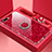 Custodia Silicone Specchio Laterale Cover con Magnetico Anello Supporto T01 per Oppo K1 Rosso