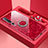 Custodia Silicone Specchio Laterale Cover con Magnetico Anello Supporto T01 per Xiaomi Mi 10 Rosso